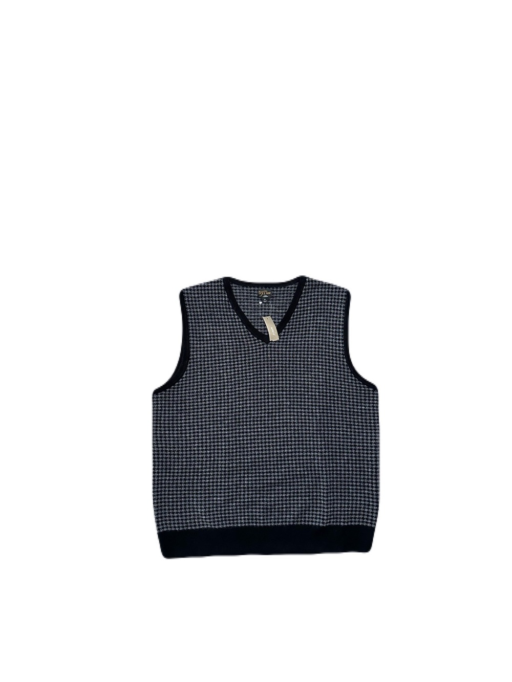J. CREW Men's Cashmere Houndstooth Jacquard Sweater-vest Black Charcoal NWT XL